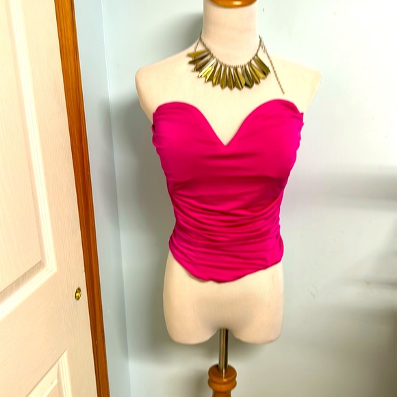 Cute and versatile, bright, pink bustier NWT slip on style - Picture 1 of 3